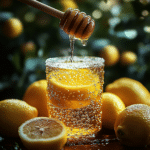 Natural Mounjaro Recipe – A rustic setup with fresh ginger, lemon halves, and honey beside a steaming mug.