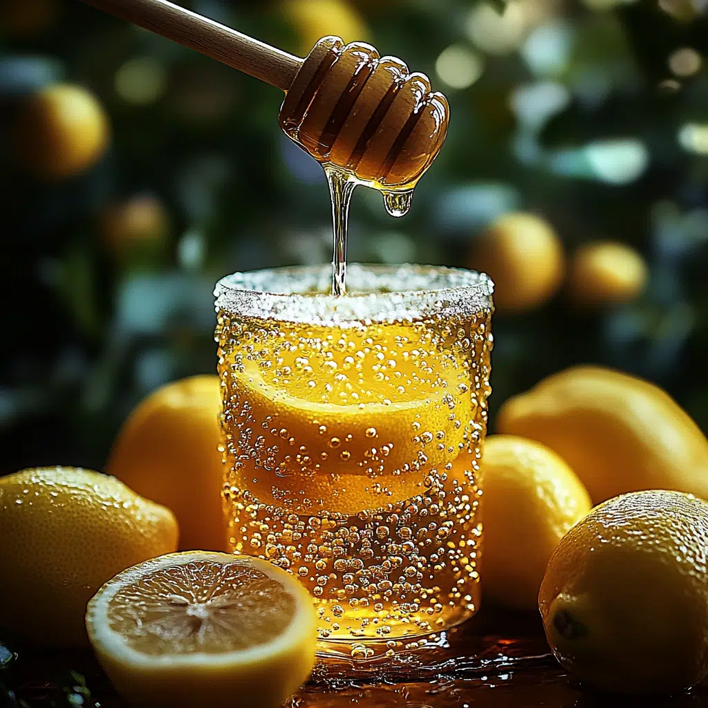 Natural Mounjaro Recipe – A rustic setup with fresh ginger, lemon halves, and honey beside a steaming mug.