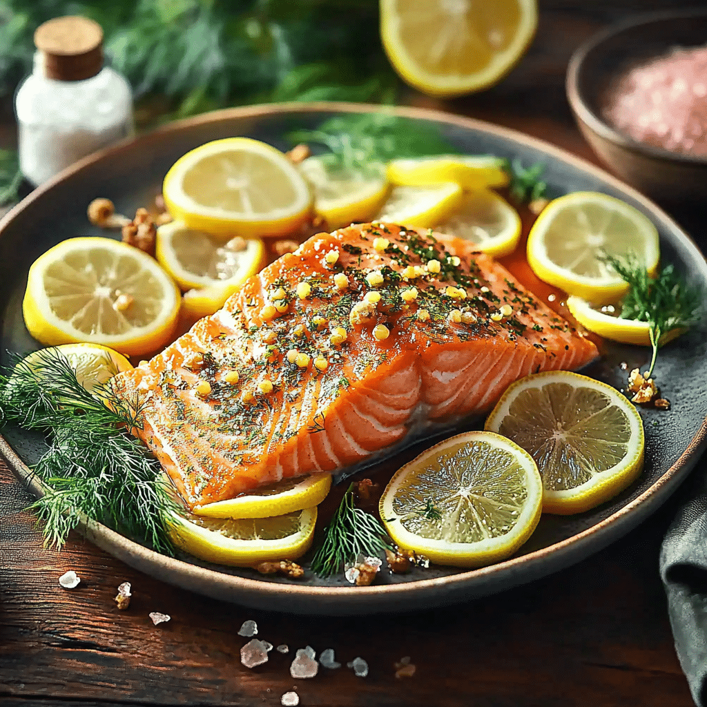 Pink Salt Diet Recipe – Flat lay of Himalayan pink salt, vegetables, and lemon slices on a wooden table.