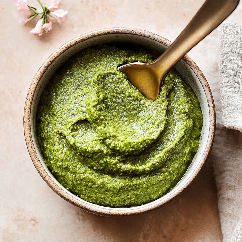 Thai Green Curry Paste – Fresh ingredients including green chilies, lemongrass, garlic, and lime leaves on a wooden board.