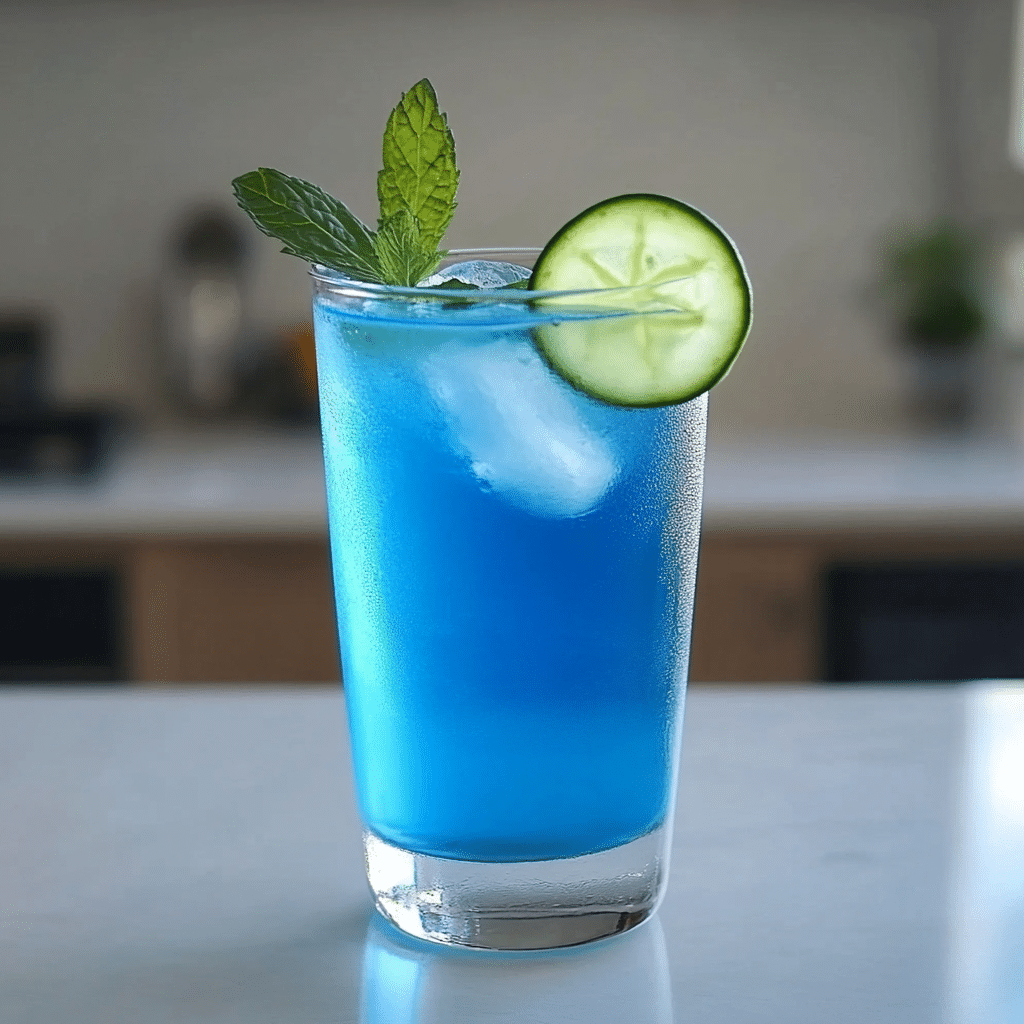 Blue Salt Trick – Spoonful of blue Himalayan salt above a warm glass of lemon water.