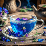 Butterfly Pea Flowers – A close-up of fresh butterfly pea blossoms in a garden.