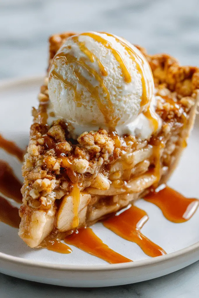 Costco twice-baked pie into chunks with a wooden spoon