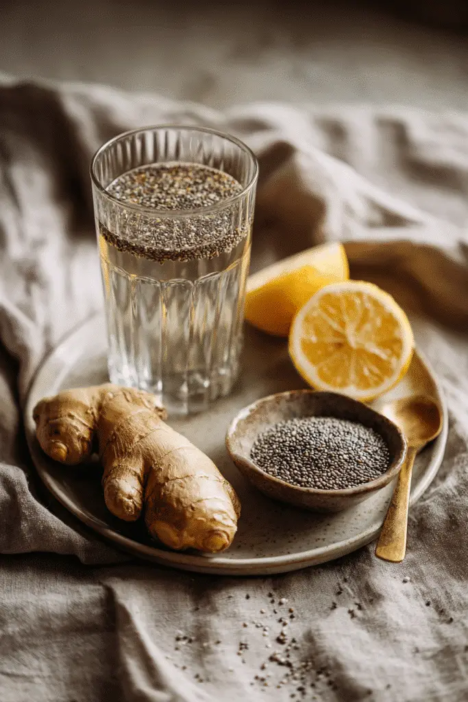 Ginger water with chia seeds for weight loss morning drink