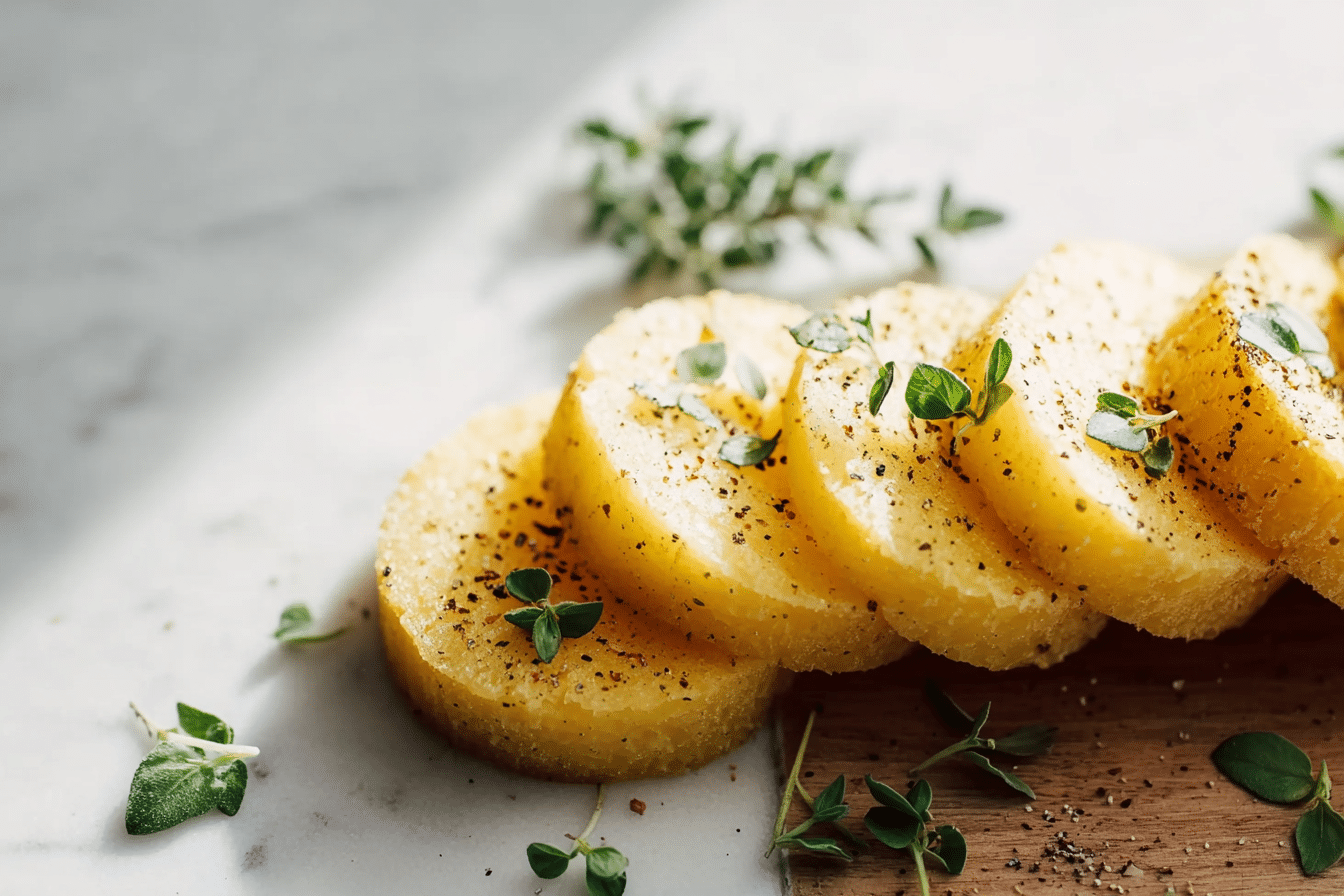 Trader Joe’s Organic Polenta sliced and ready to cook