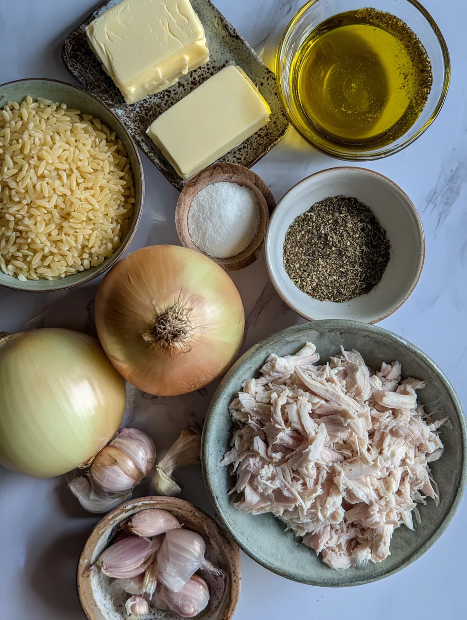 French Onion Chicken Orzo Casserole