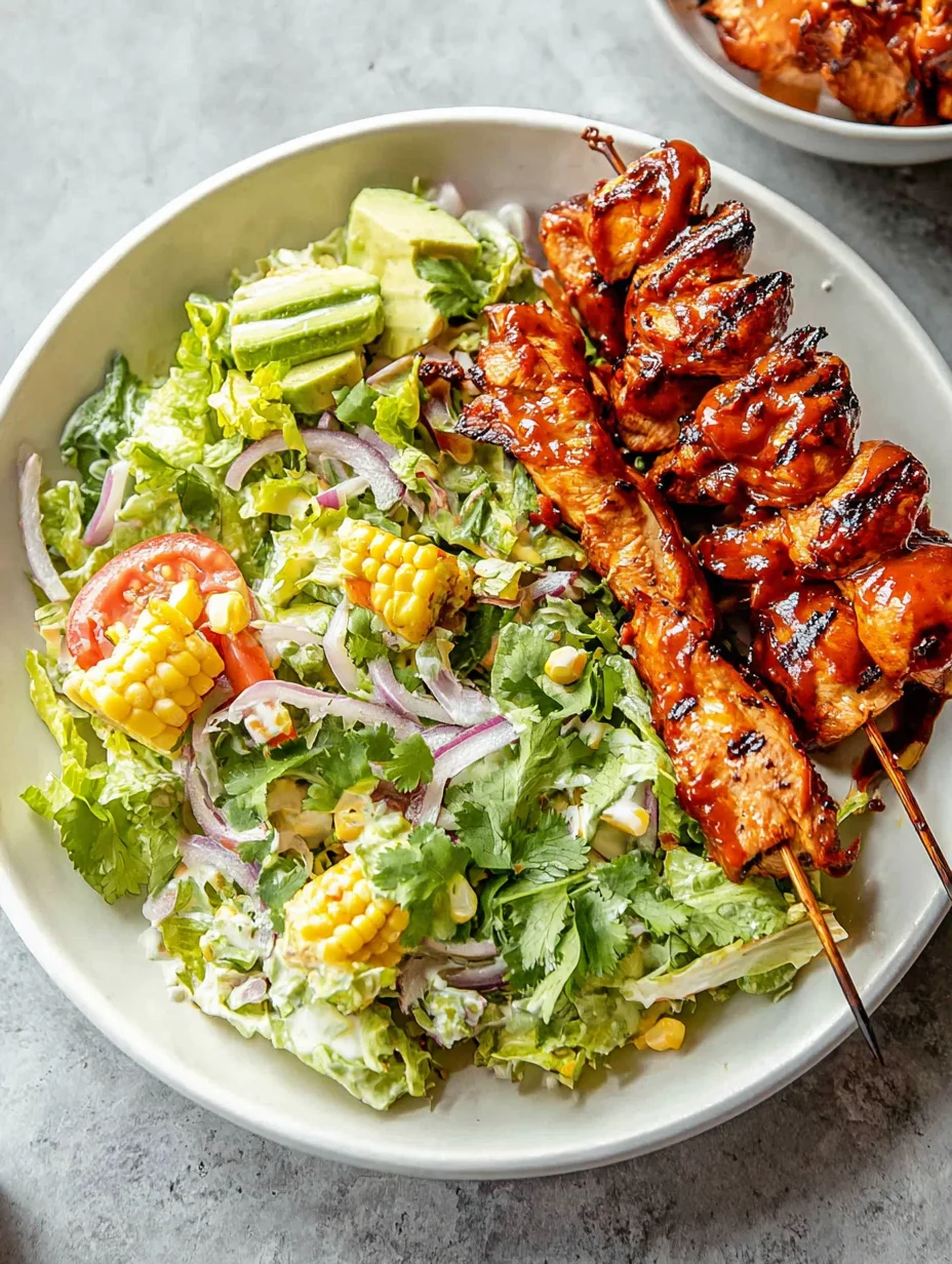 BBQ Chicken Skewer Salad