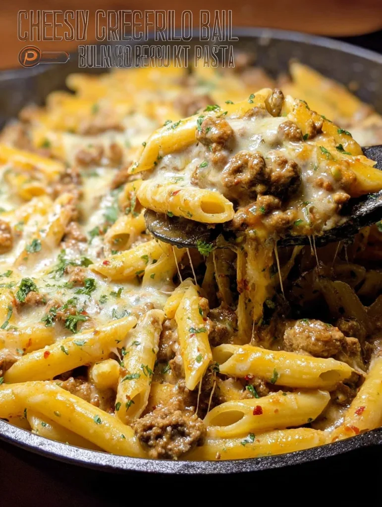 Cheesy Ground Beef Pasta Skillet