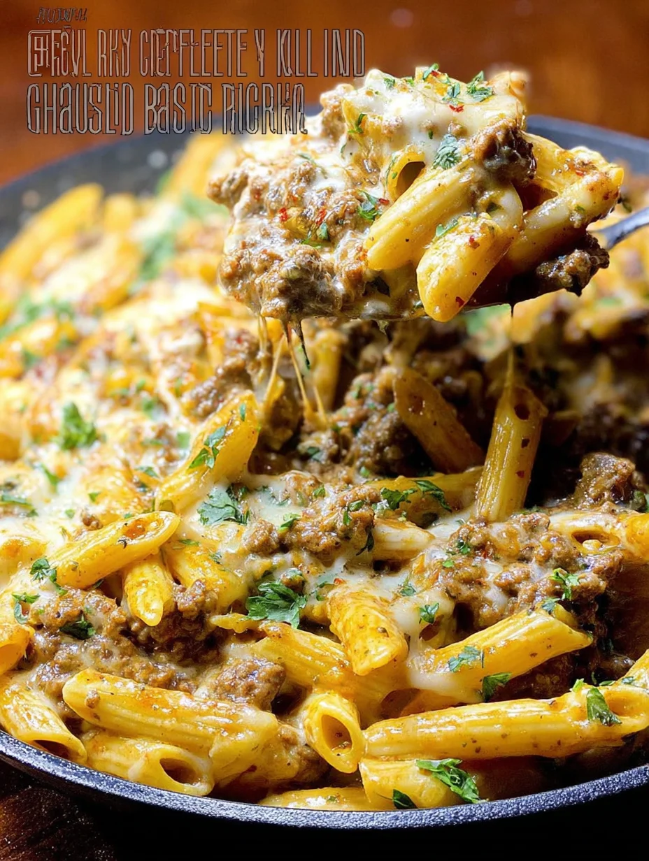 Cheesy Ground Beef Pasta Skillet
