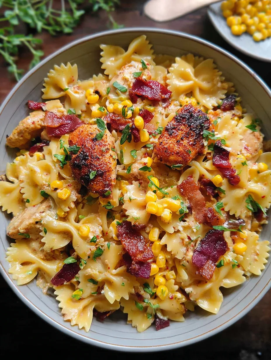 Creamy Chicken and Corn Pasta with Bacon