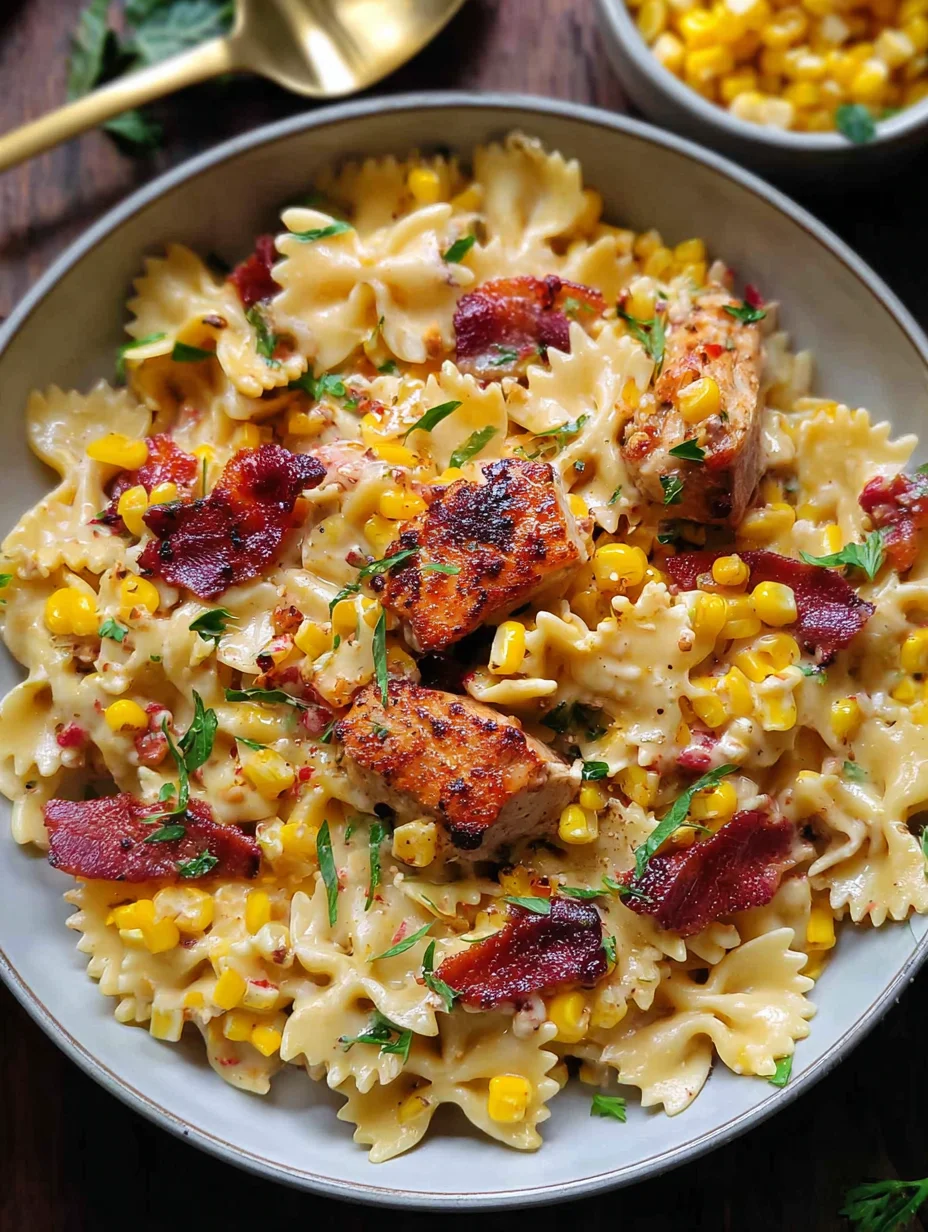 Creamy Chicken and Corn Pasta with Bacon
