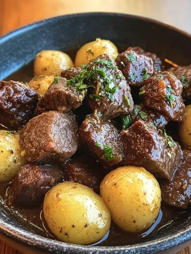 Garlic Butter Beef Bites with Potatoes