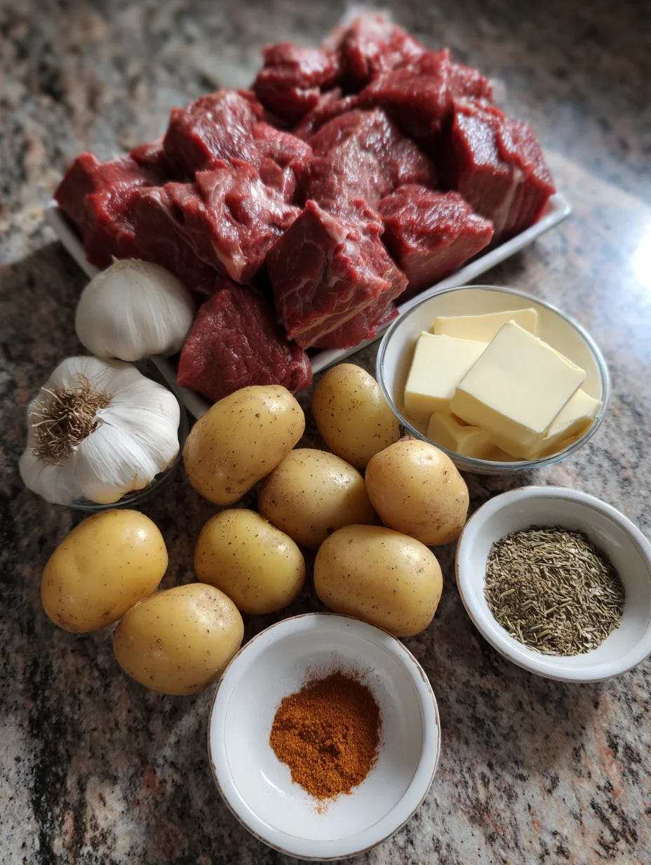 Garlic Butter Beef Bites with Potatoes