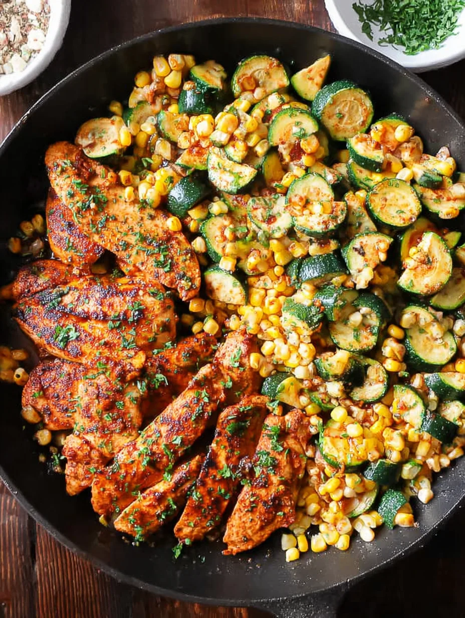 Garlic Butter Chicken with Zucchini and Corn