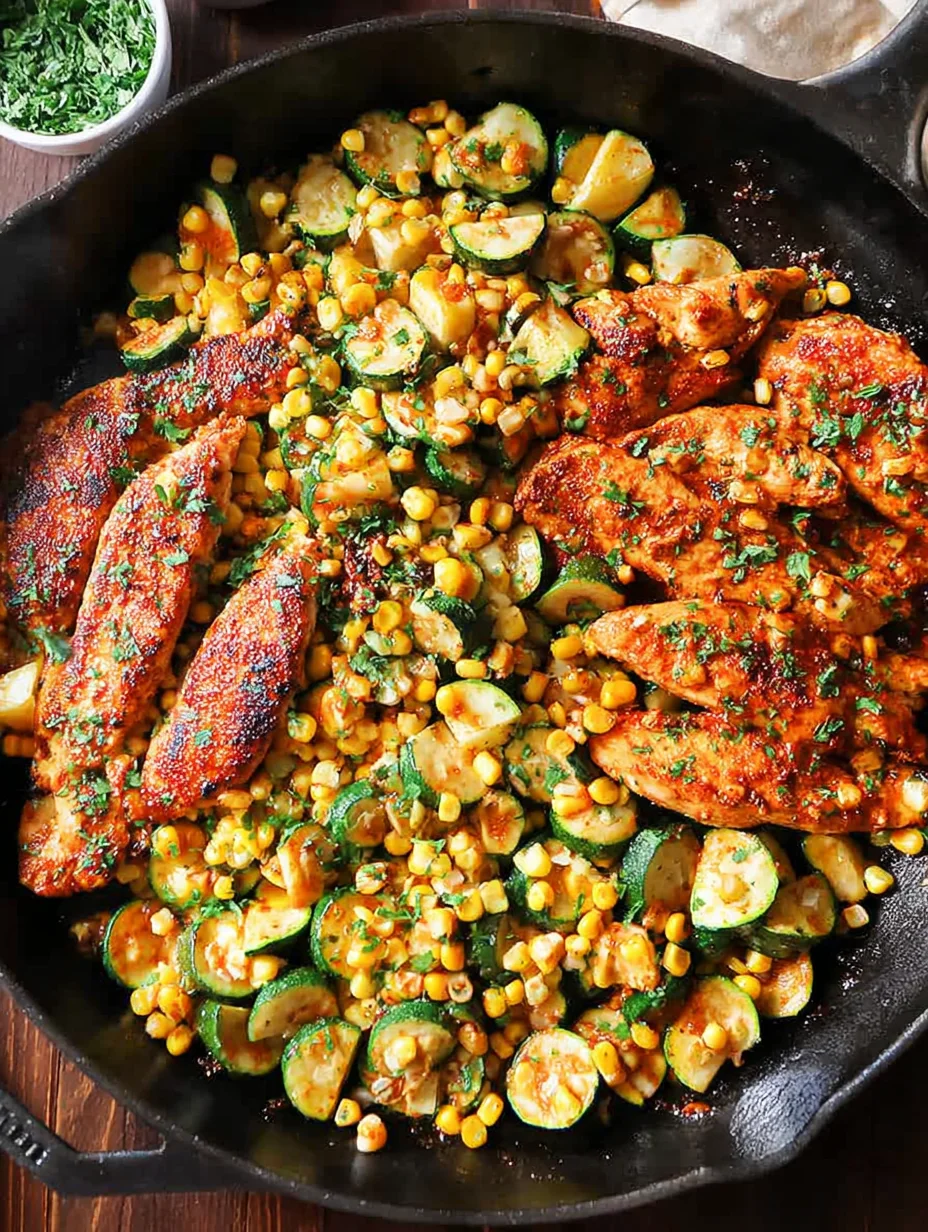 Garlic Butter Chicken with Zucchini and Corn