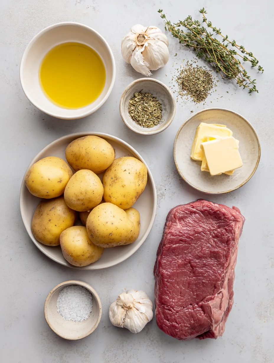 Garlic Butter Steak Bites and Potatoes