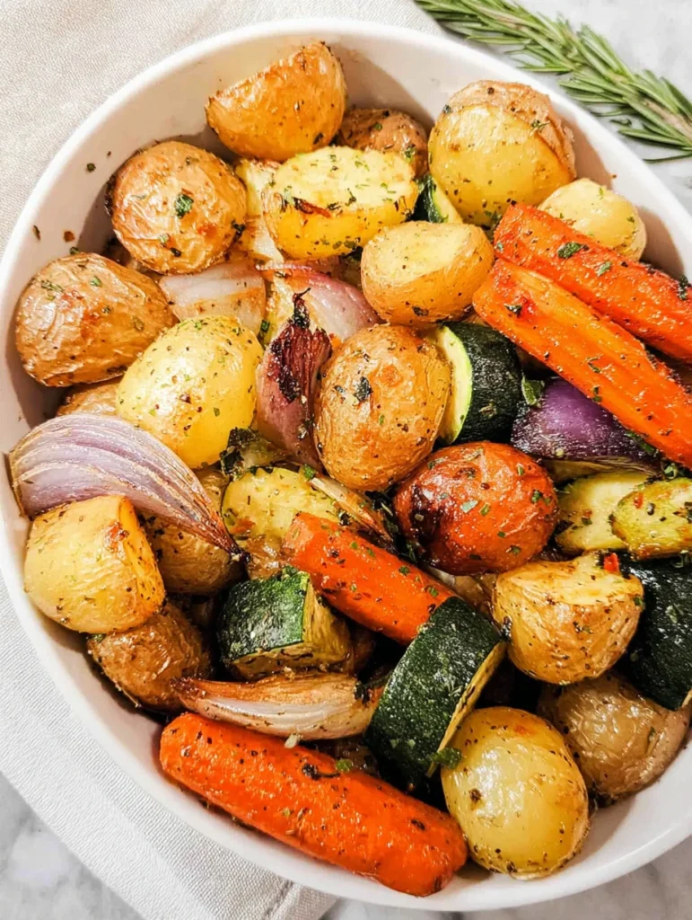 Garlic Herb Roasted Potatoes Carrots and Zucchini