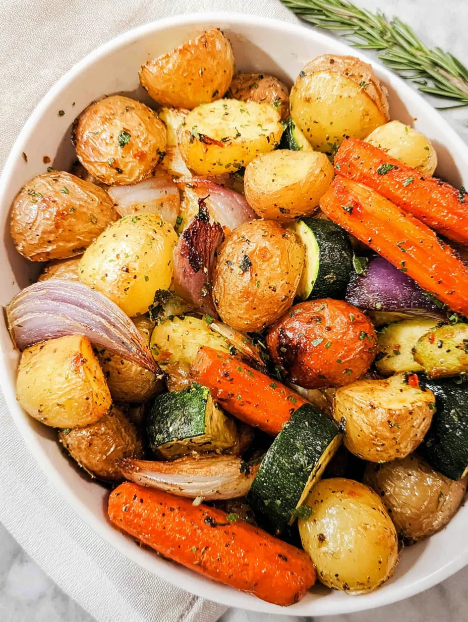 Garlic Herb Roasted Potatoes Carrots and Zucchini