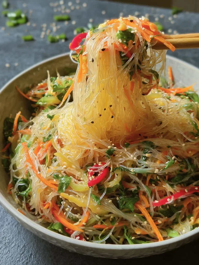 No Cook Noodle Salad with a Tangy Dressing