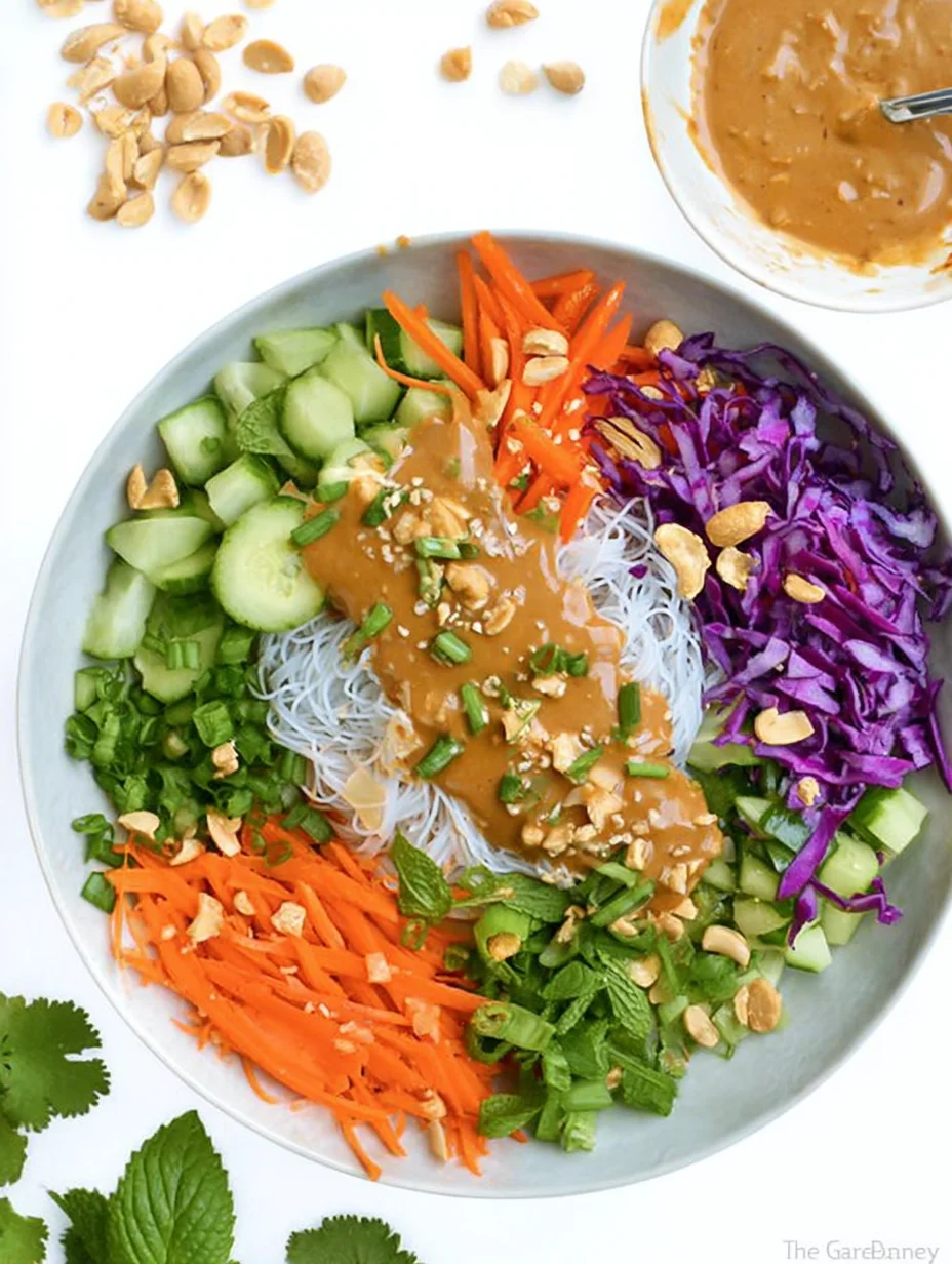 Spring Roll Bowl with Peanut Sauce