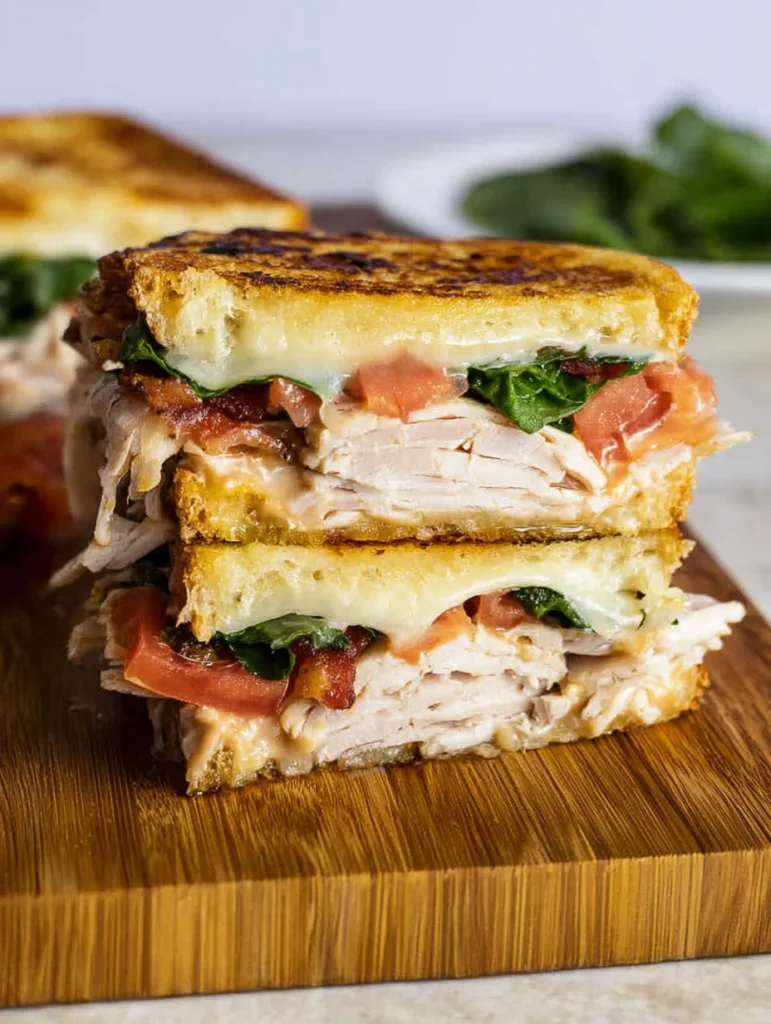 Turkey Melt with Cheddar, Spinach, and Bacon