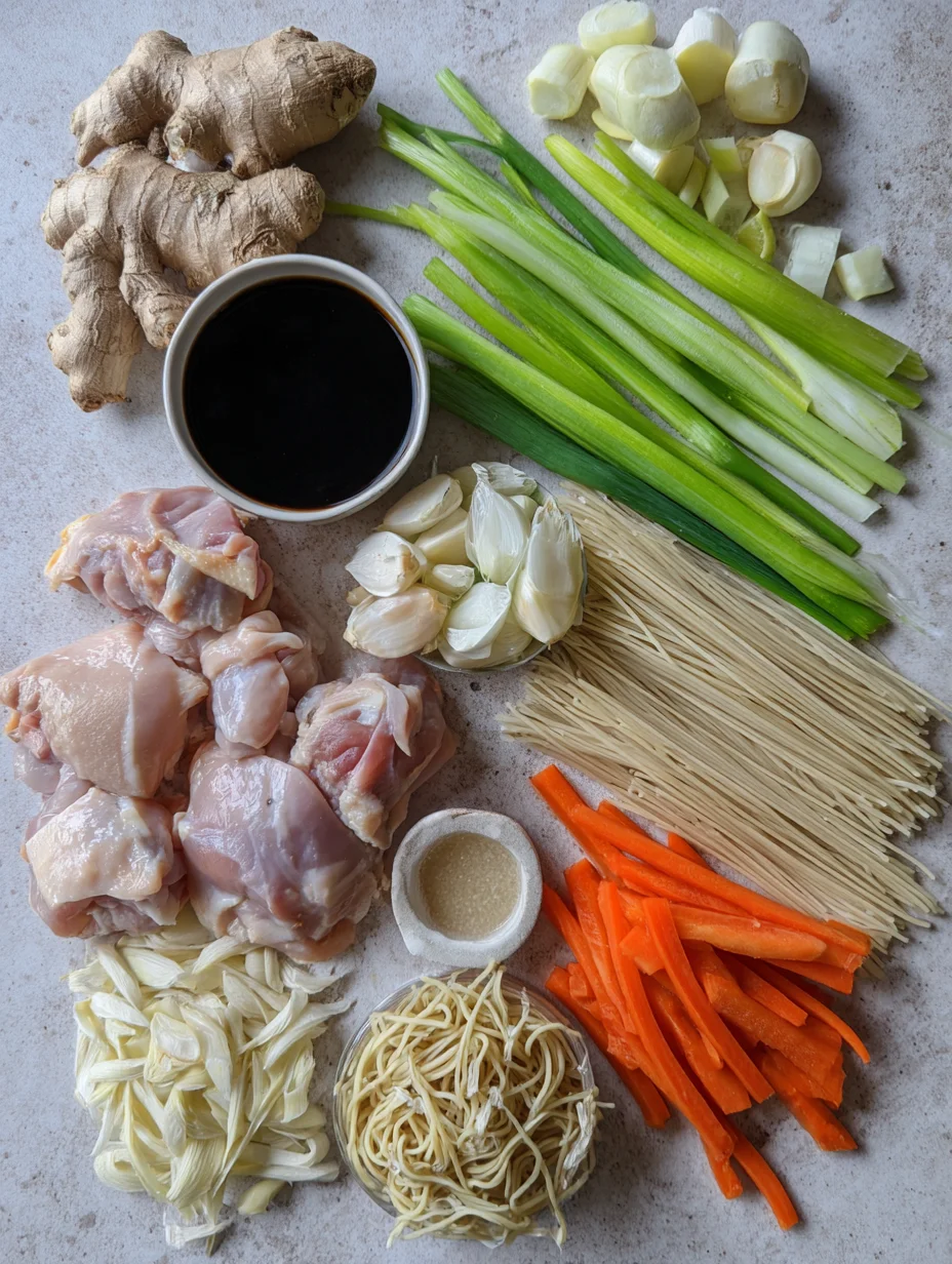 Aromatic Ginger Scallion Chicken Noodle Soup
