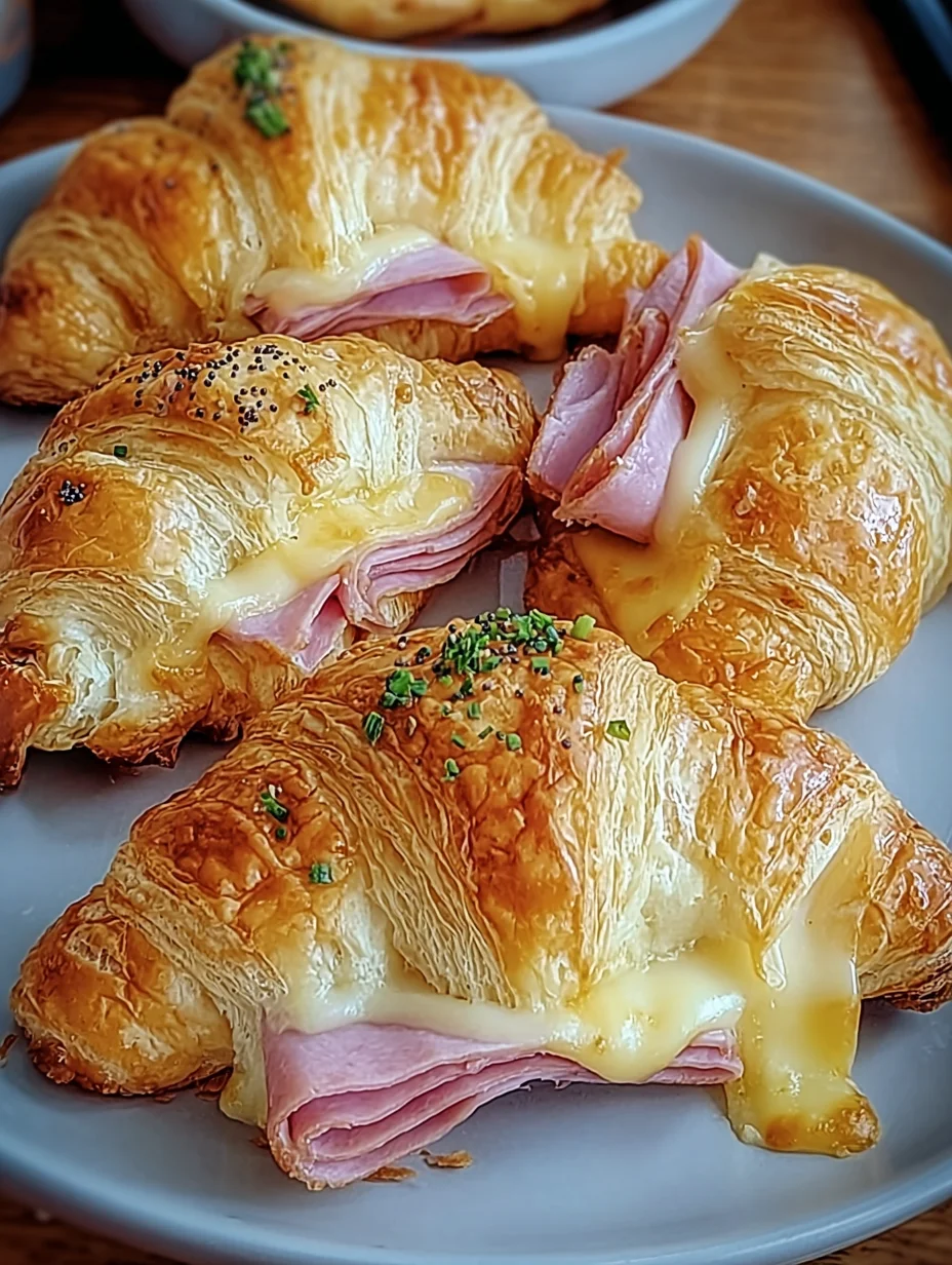 Baked Ham and Cheese Croissants