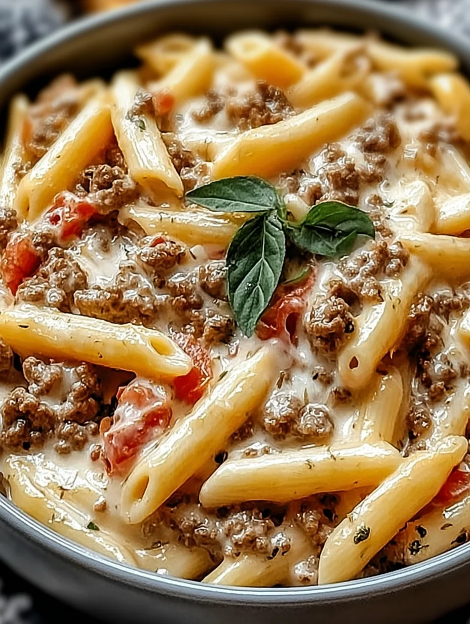 Creamy Rotel Pasta with Ground Beef