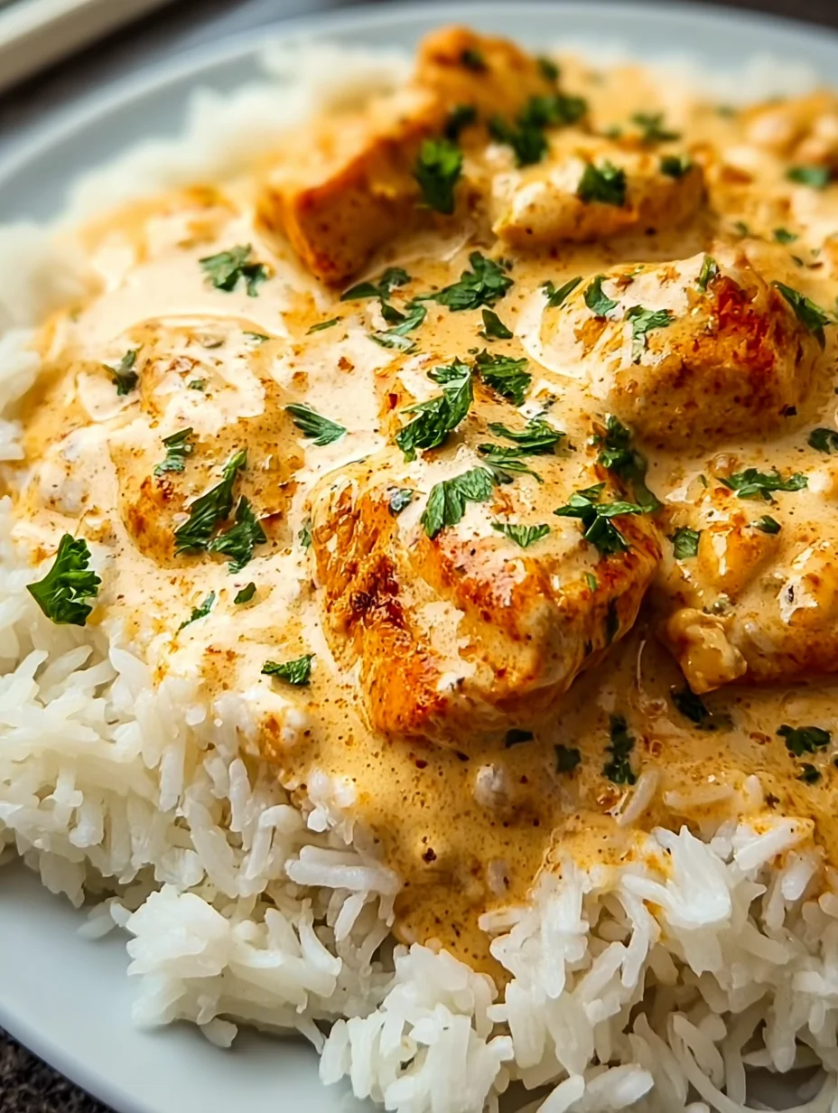 CREAMY SMOTHERED CHICKEN AND RICE