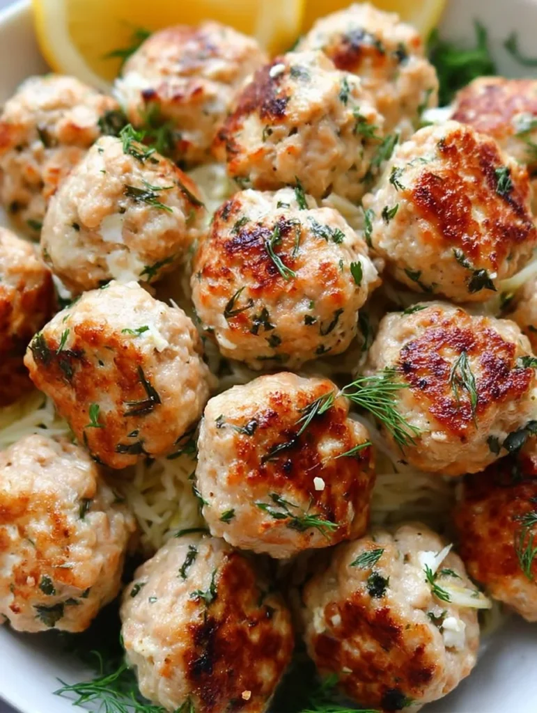Greek Chicken Meatballs with Lemon Orzo
