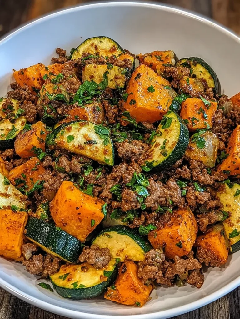 Ground Beef Zucchini Sweet Potato Skillet