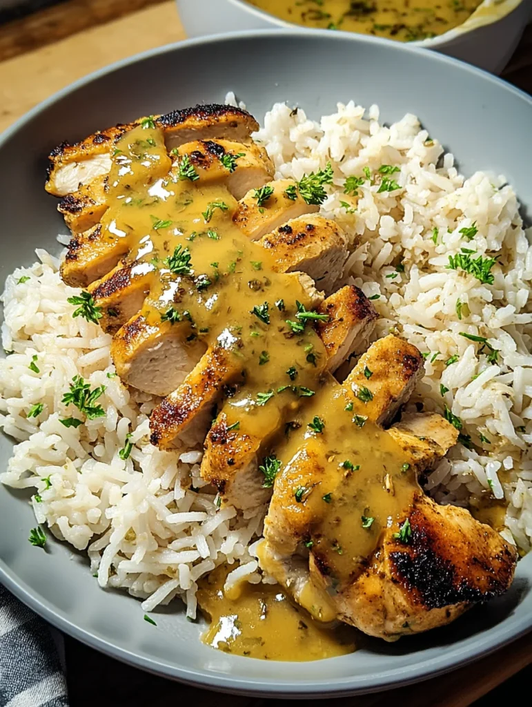 Honig Senf Hähnchen mit Reis