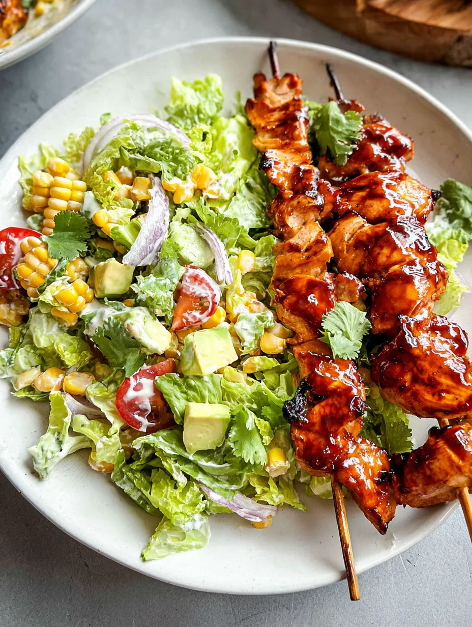 BBQ Chicken Skewer Salad