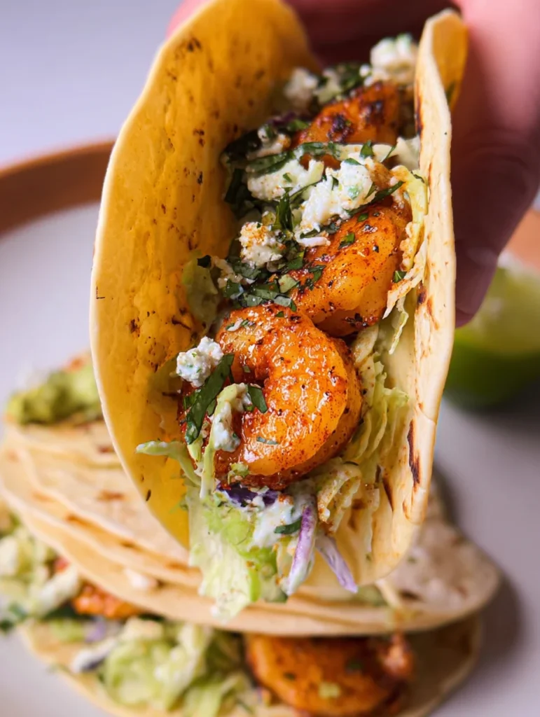 Cilantro Lime Shrimp Tacos with Creamy Slaw