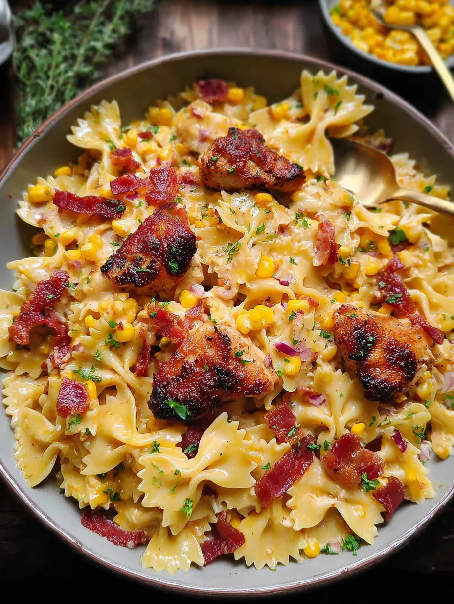 Creamy Chicken and Corn Pasta with Bacon