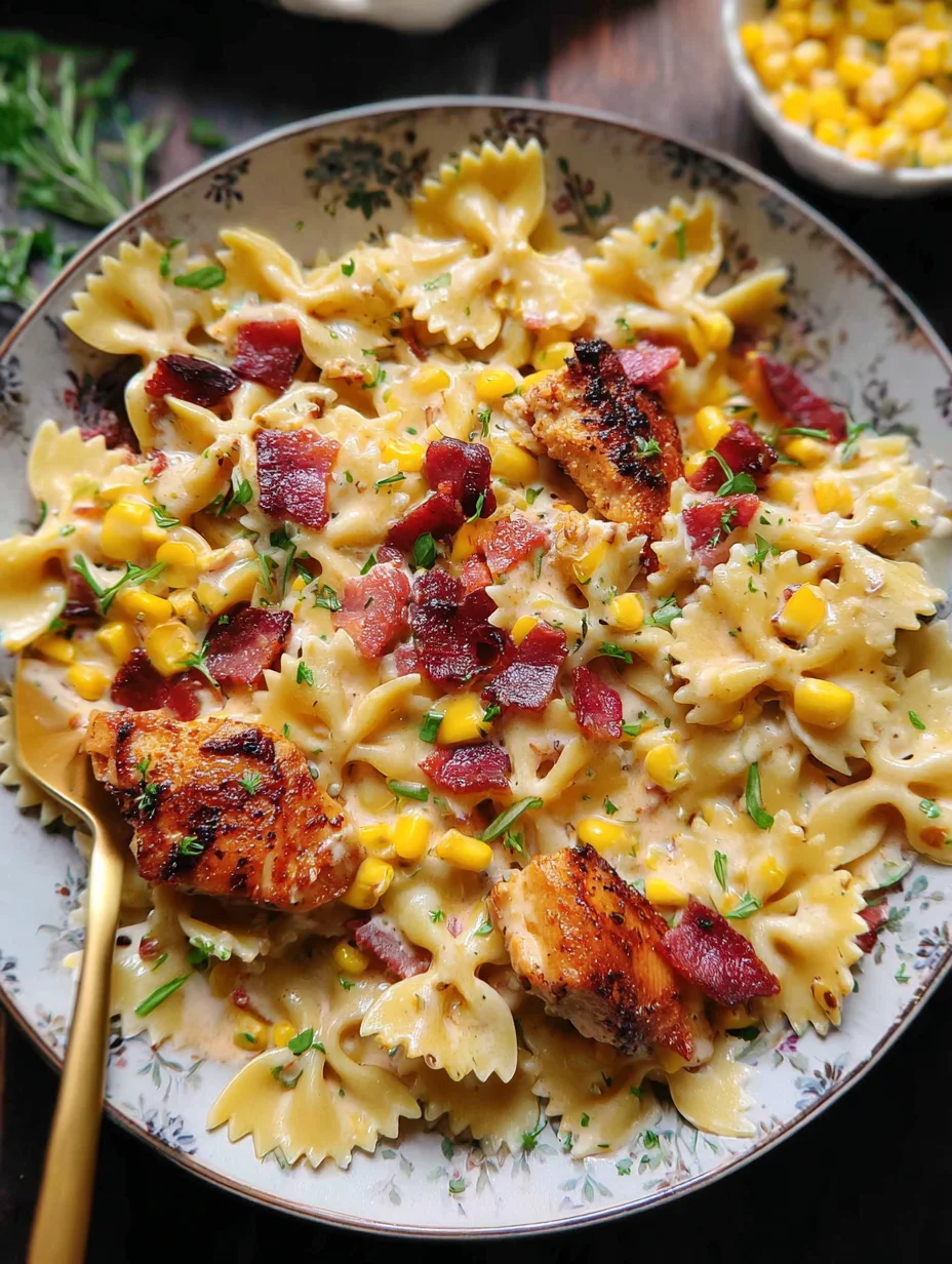 Creamy Chicken and Corn Pasta with Bacon