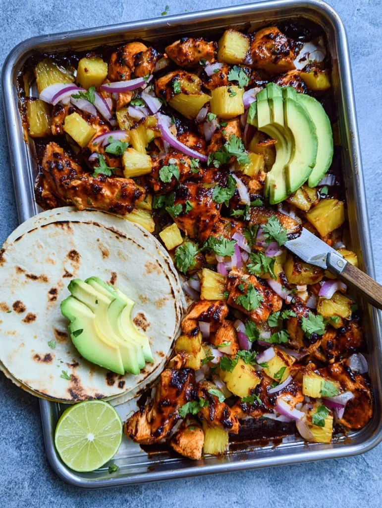 One Pan Chicken & Pineapple Tacos
