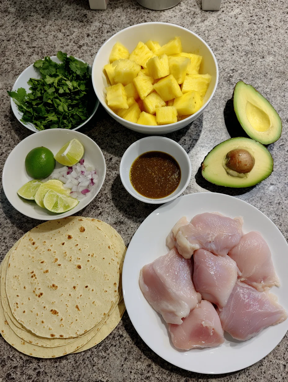 One Pan Chicken & Pineapple Tacos