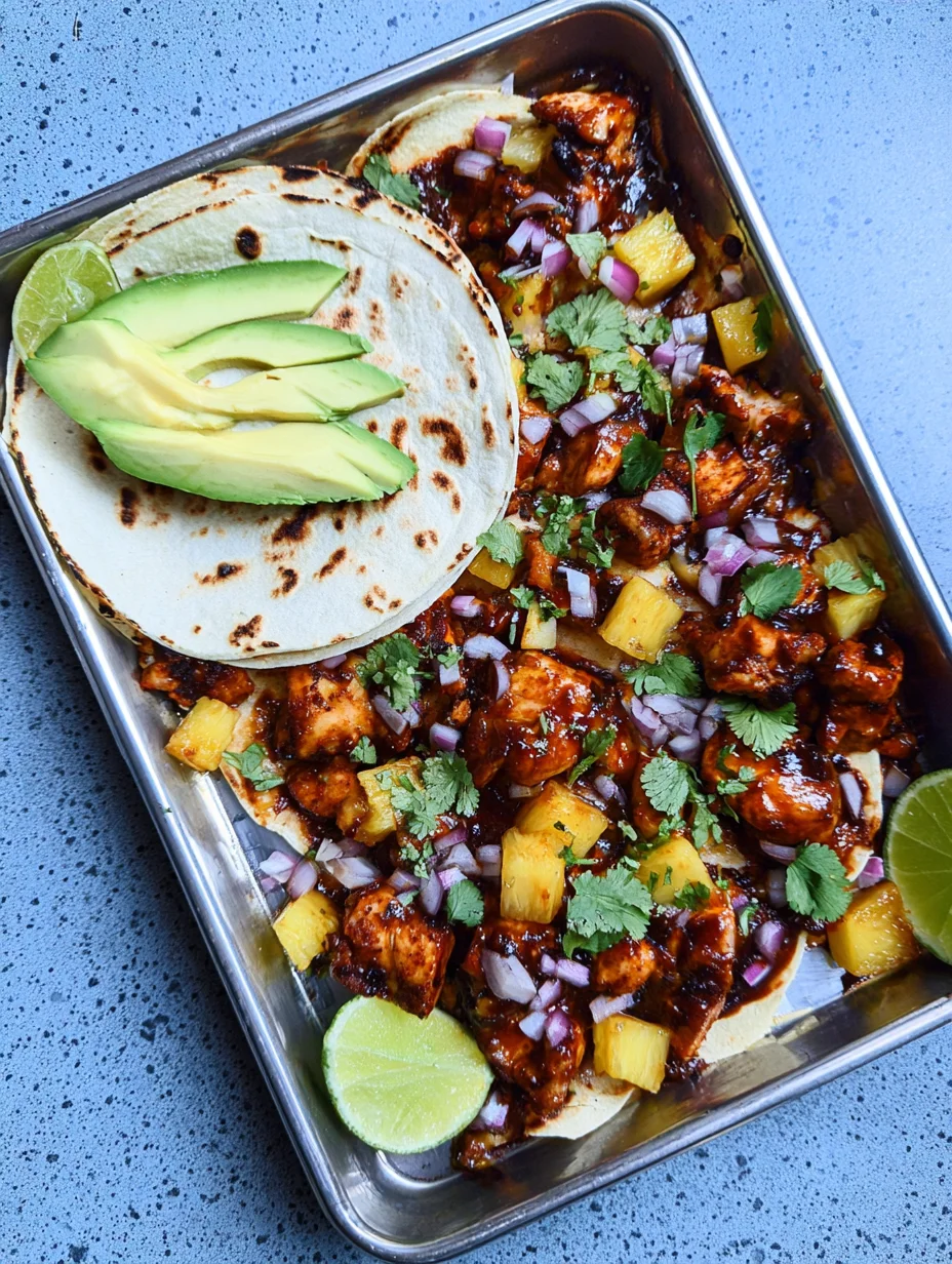 One Pan Chicken & Pineapple Tacos