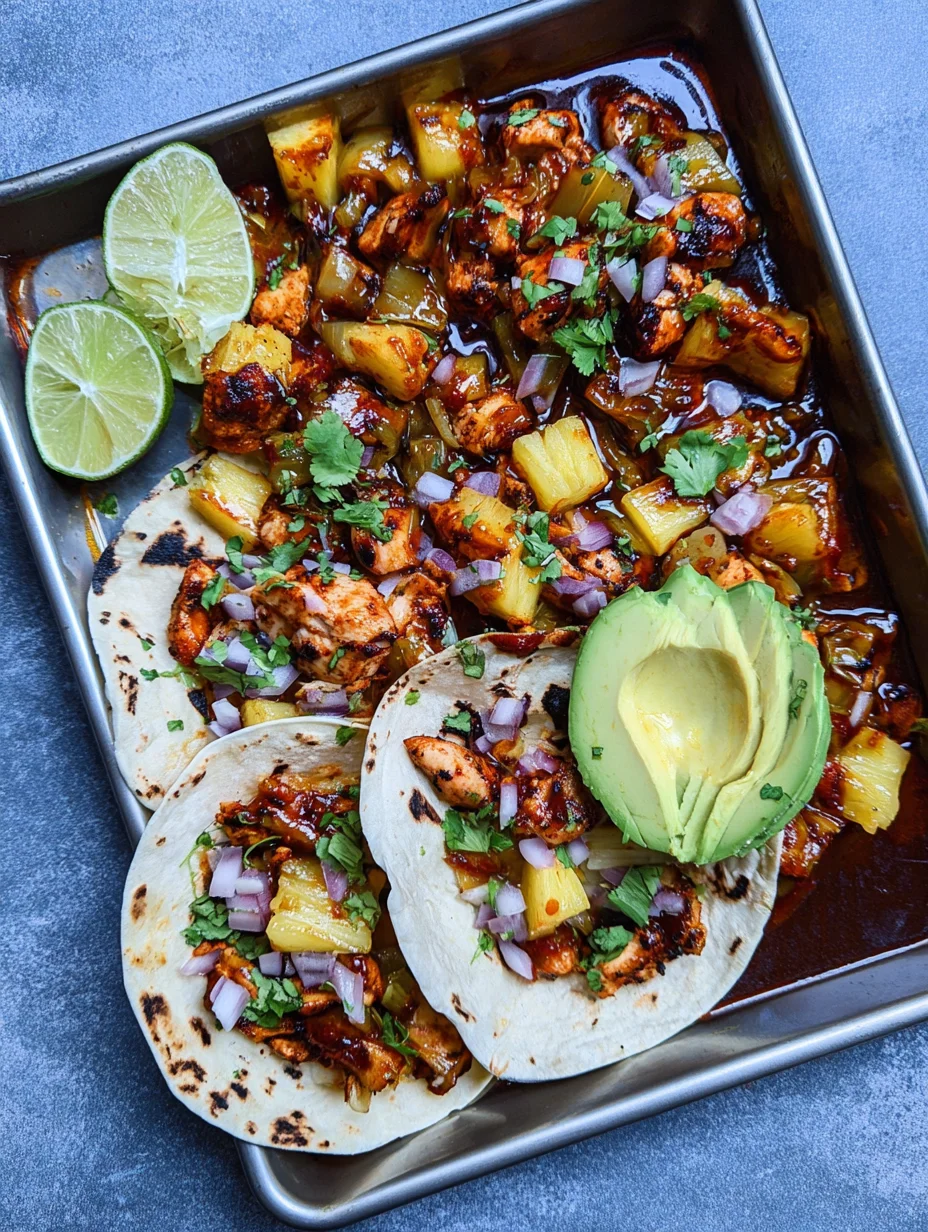 One Pan Chicken & Pineapple Tacos