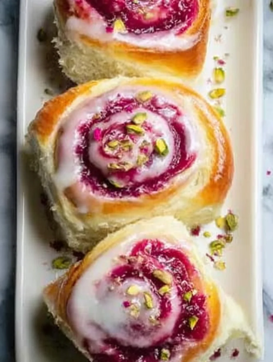 Raspberry and Rose Cheesecake Buns