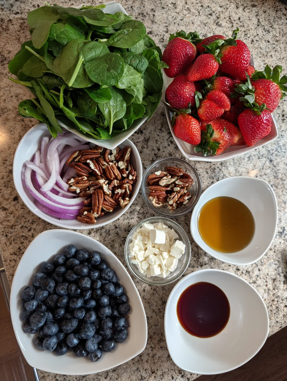Spinach Strawberry Salad with Feta Cheese