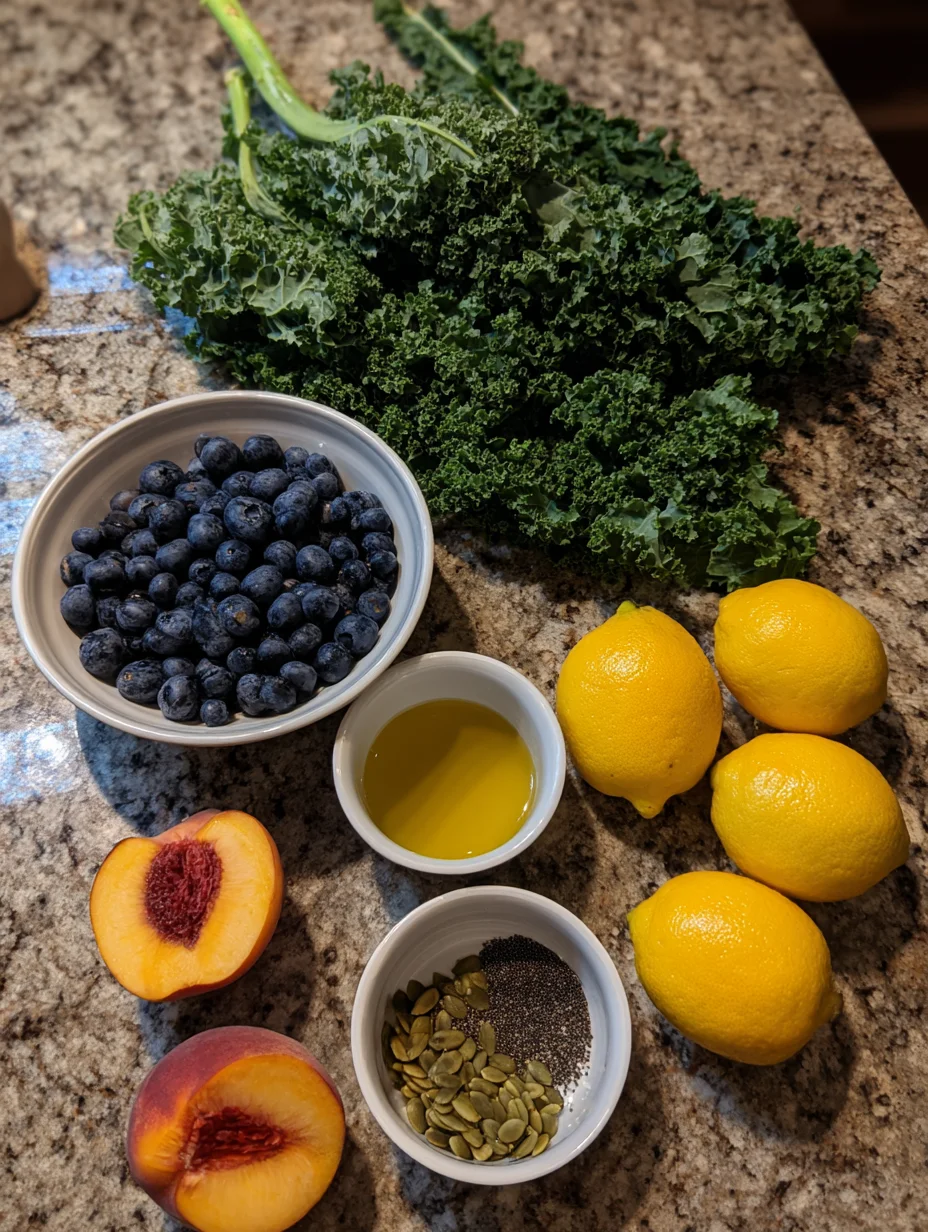 Summer Peach Blueberry Kale Salad