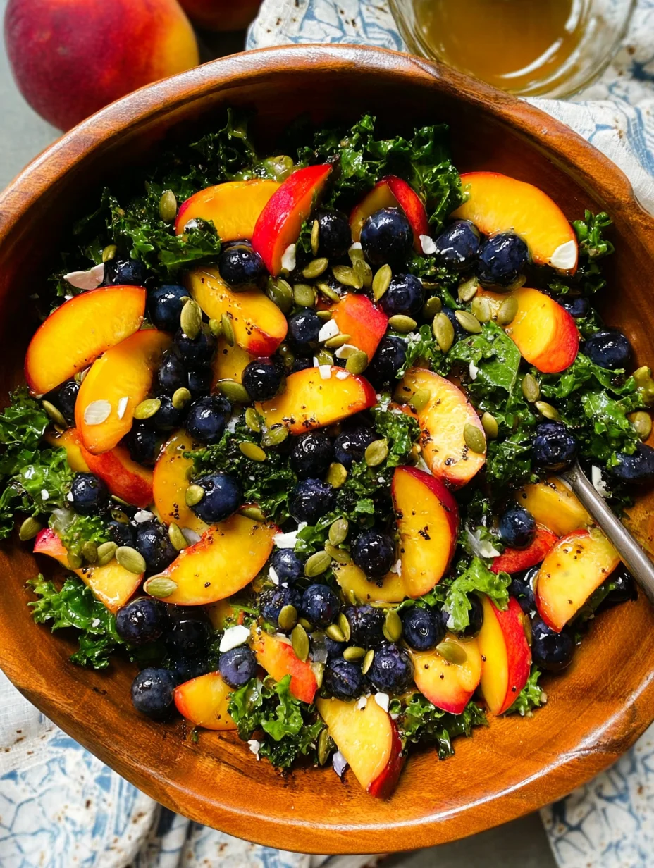 Summer Peach Blueberry Kale Salad