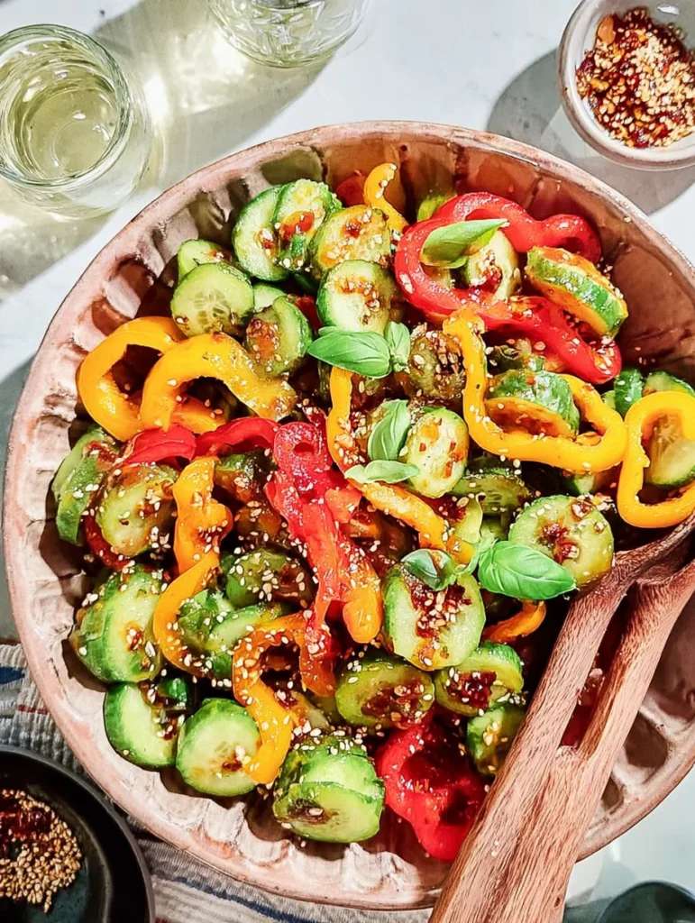 Viral TikTok Cucumber & Bell Pepper Salad