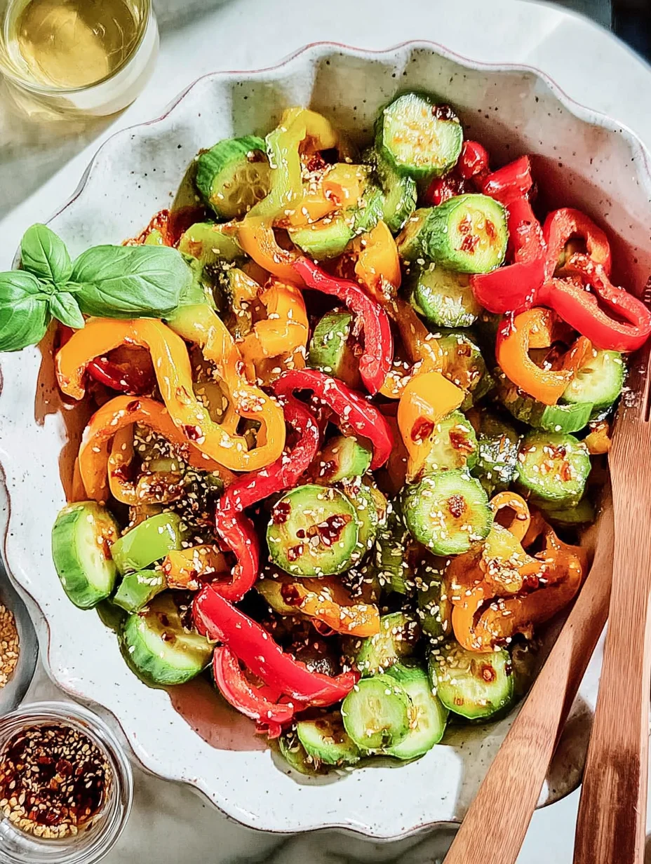 Viral TikTok Cucumber Bell Pepper Salad